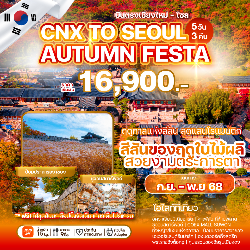 ทัวร์เกาหลี  CHIANG MAI TO SEOUL AUTUMN FESTA 5วัน 3คืน (7C)