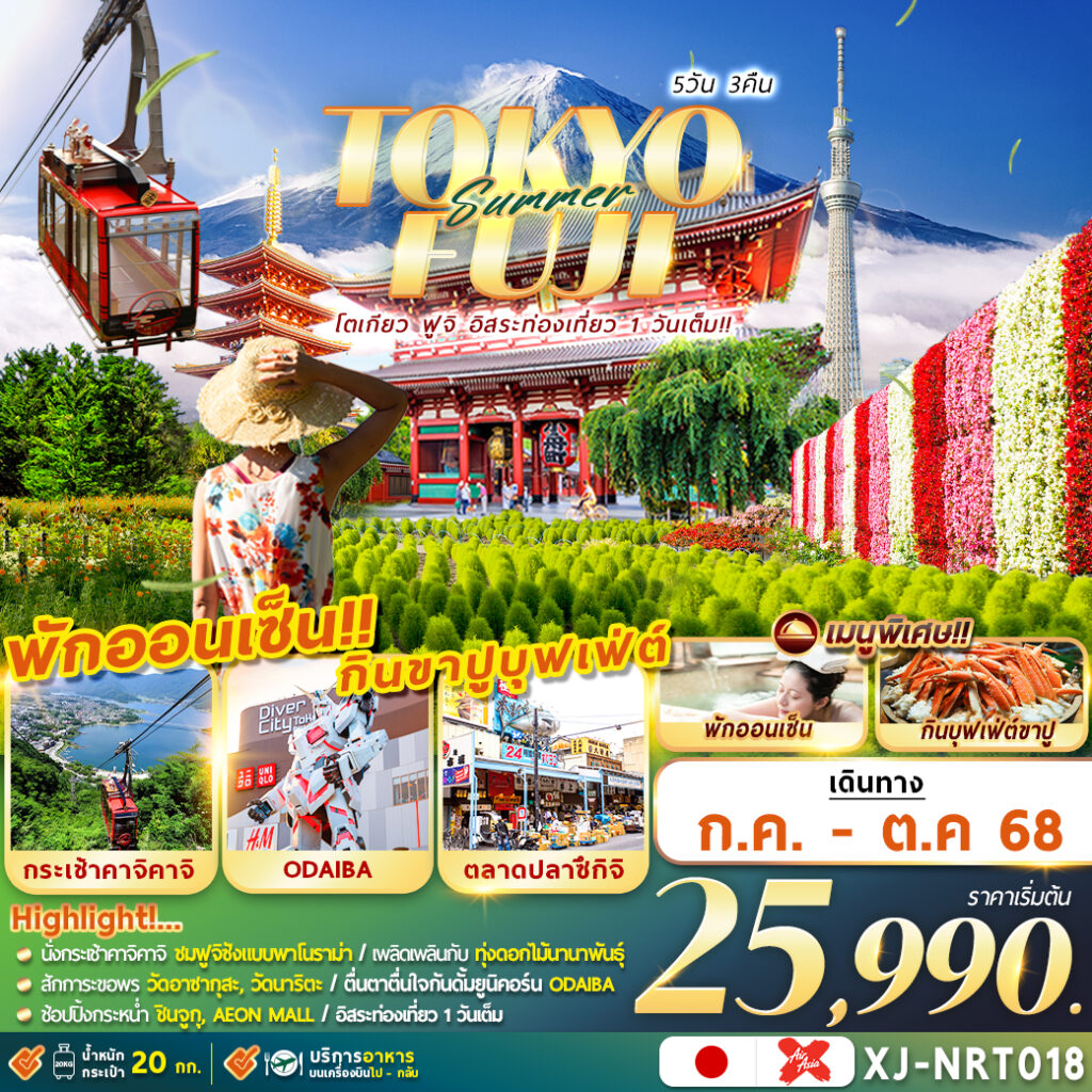 ทัวร์ญี่ปุ่น TOKYO FUJI SUMMER FREEDAY 5วัน 3คืน (XJ)